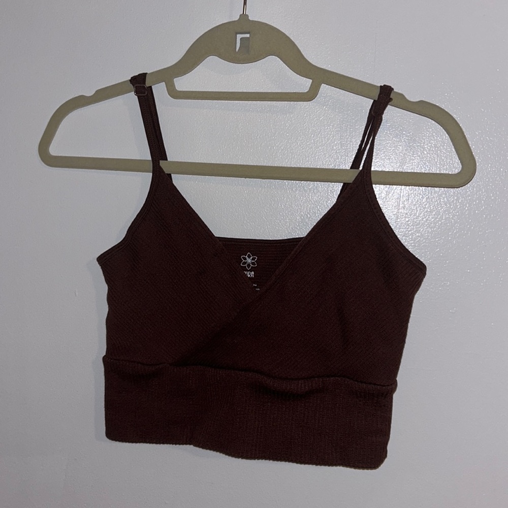 brown knit crop top